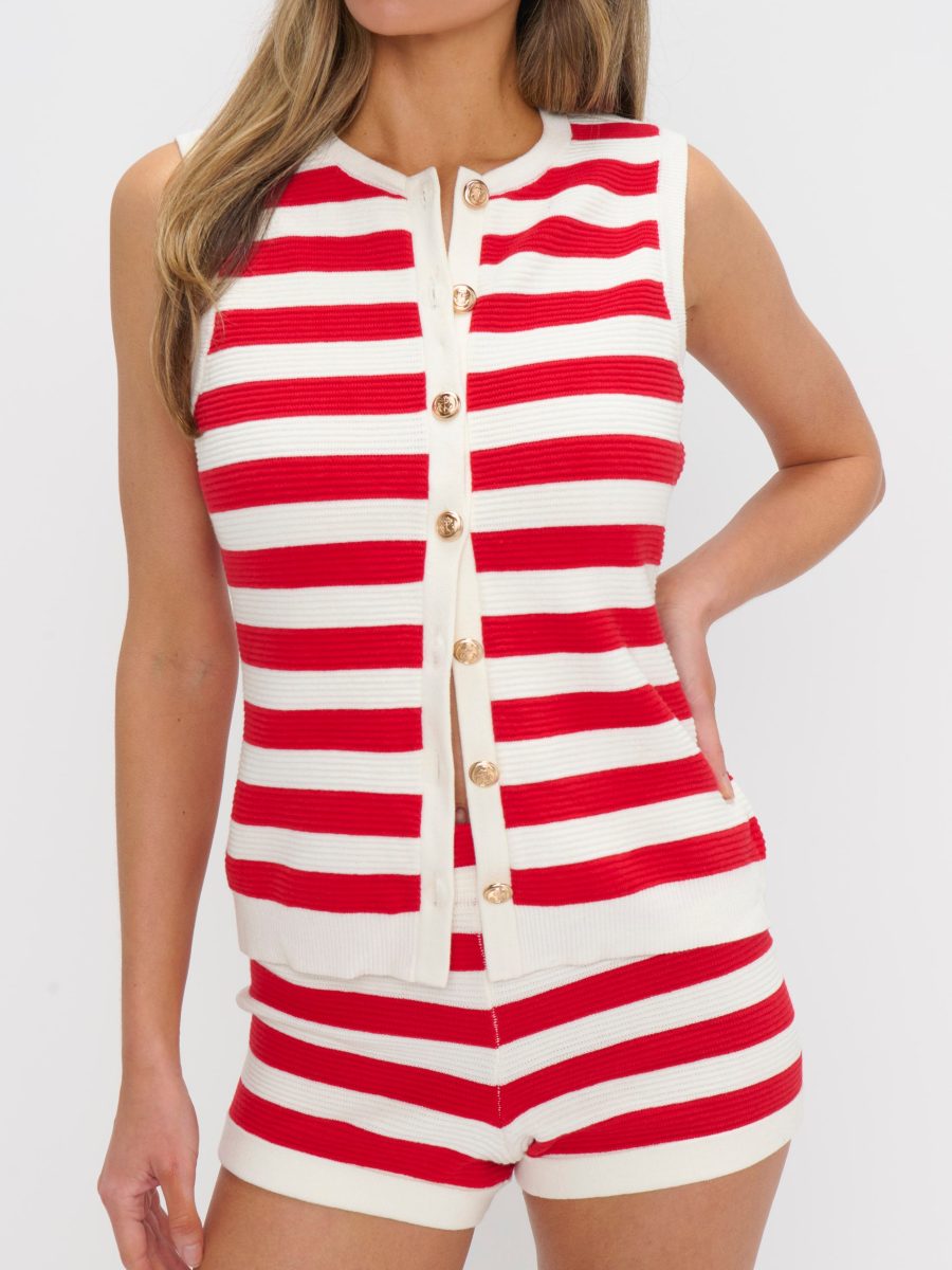 Devin Tank ~ Red Stripe Delight Knit