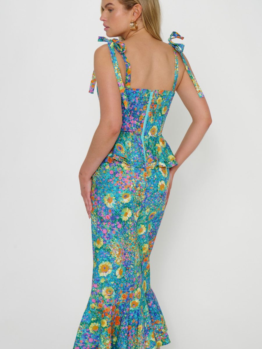 Pauline Peplum Dress ~ Painterly Petals