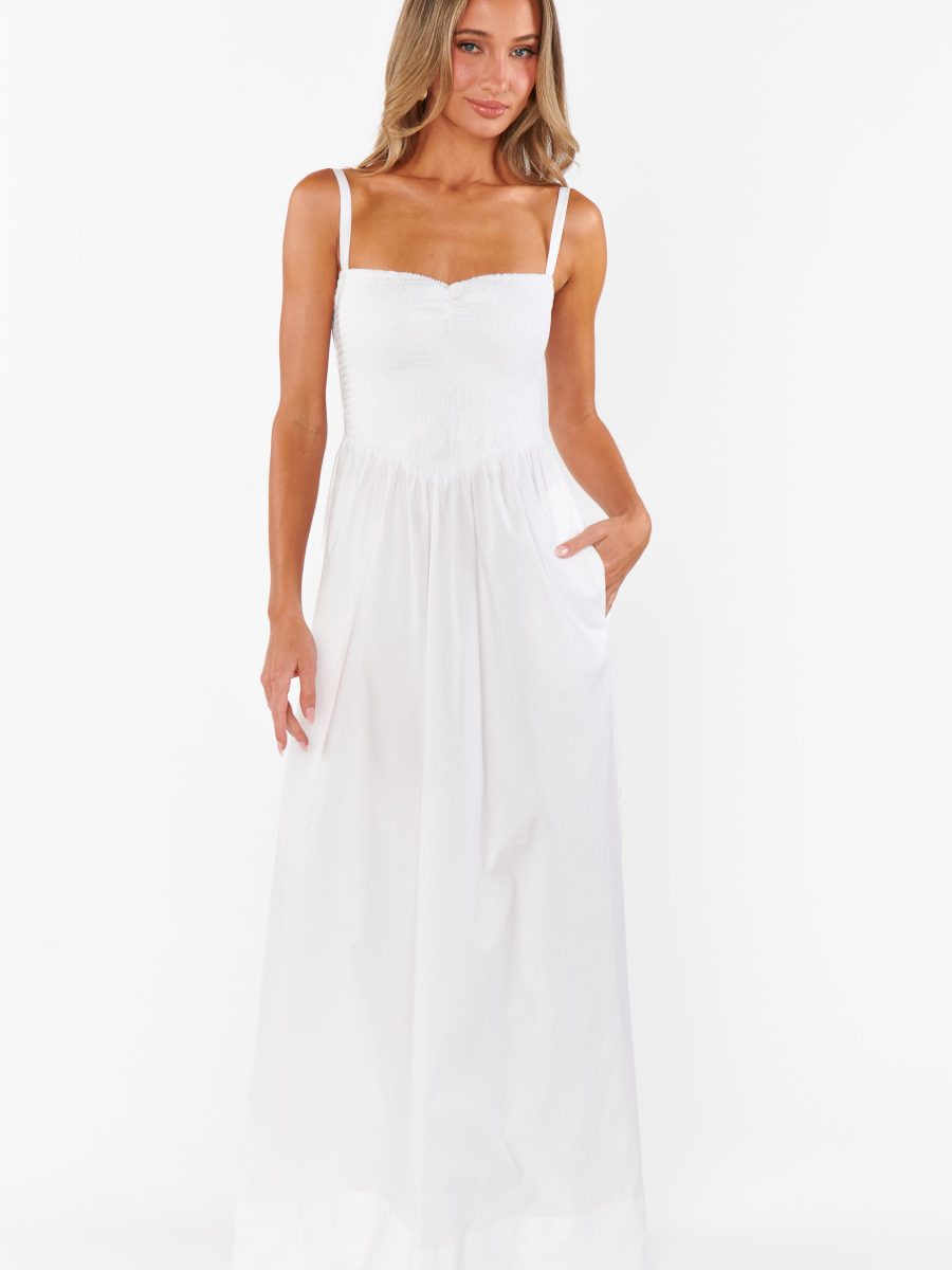 Dixie Maxi Dress ~ White Poplin