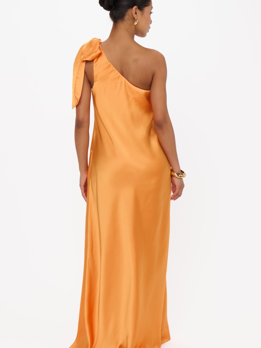Jackie Maxi Dress ~ Tangerine Fluid Satin