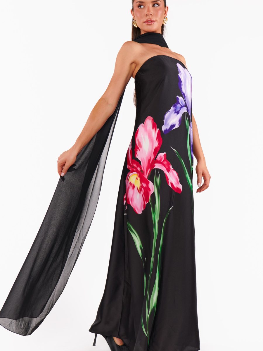 Renee Maxi Dress ~ Wild Iris Luxe Satin