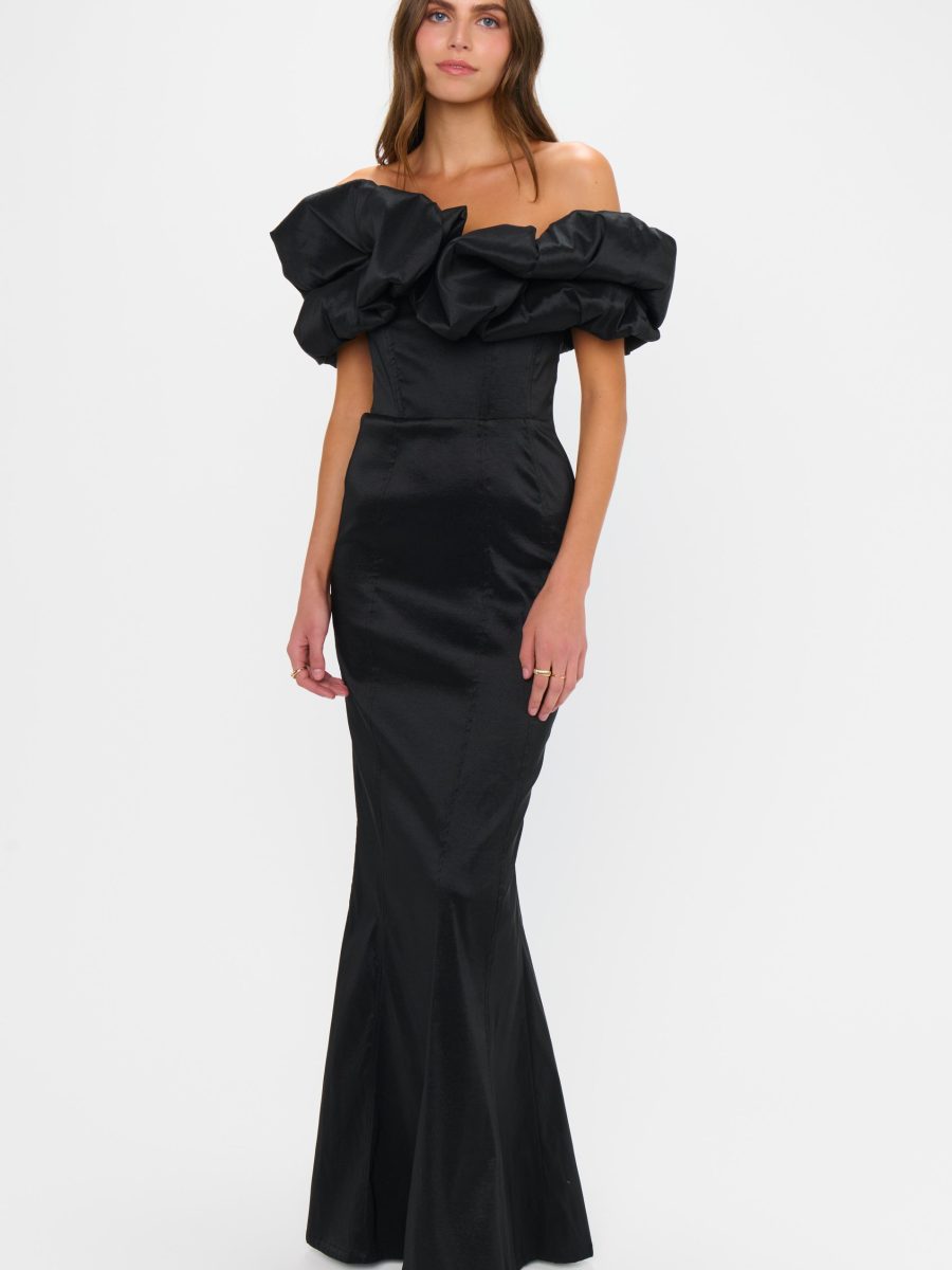 Major Drama Maxi Dress ~ Black Taffeta
