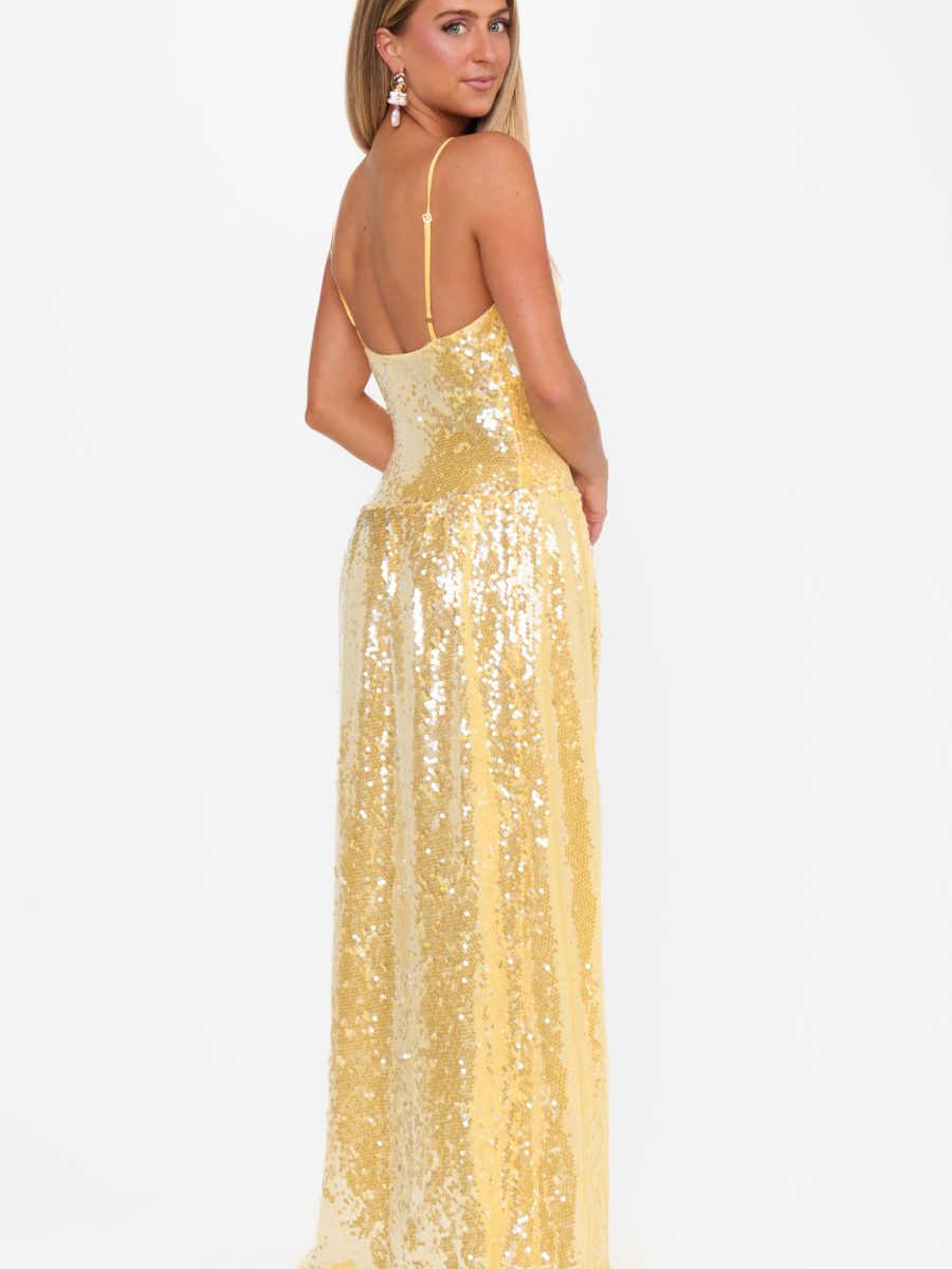 Gwen Maxi Dress ~ Yellow Shimmery Sequins