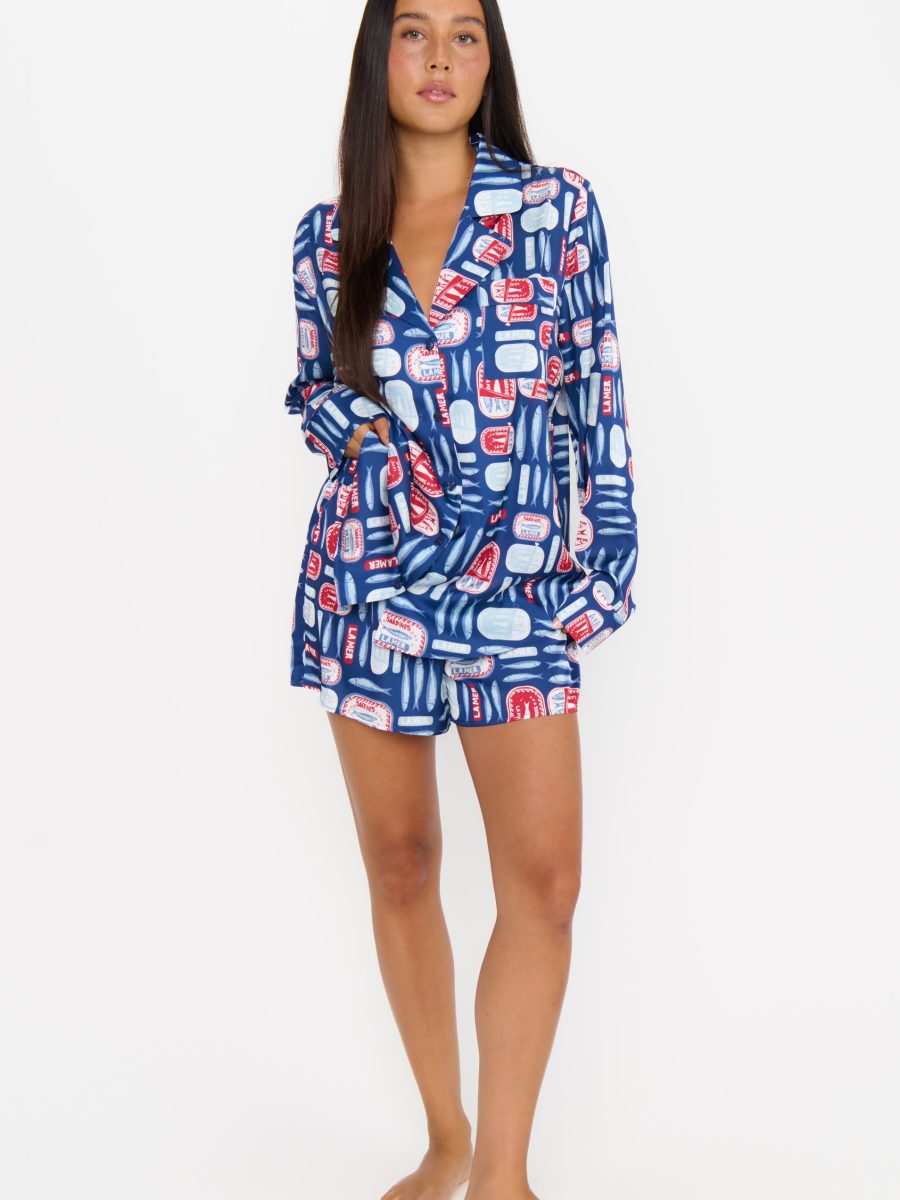 Beauty Sleep PJ Set ~ Navy Salty Sardines Silky
