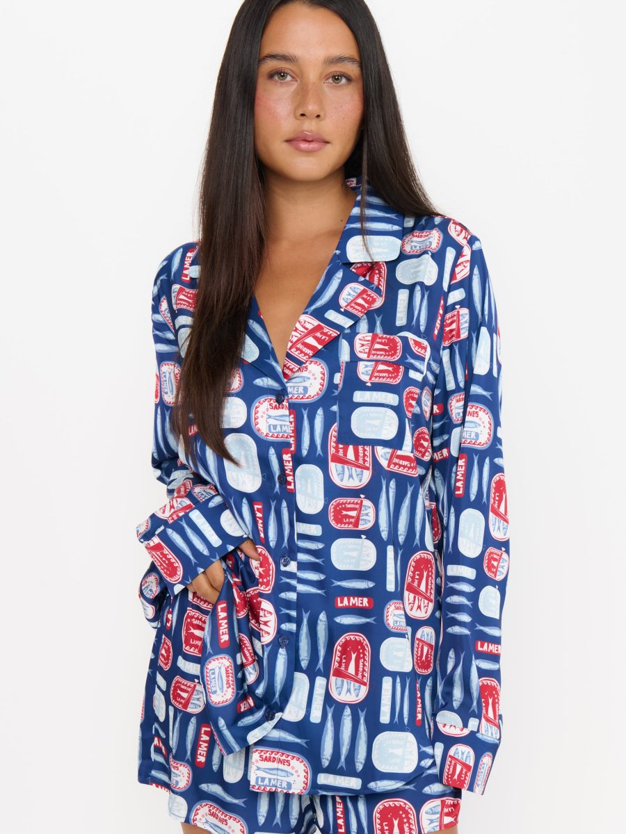 Beauty Sleep PJ Set ~ Navy Salty Sardines Silky