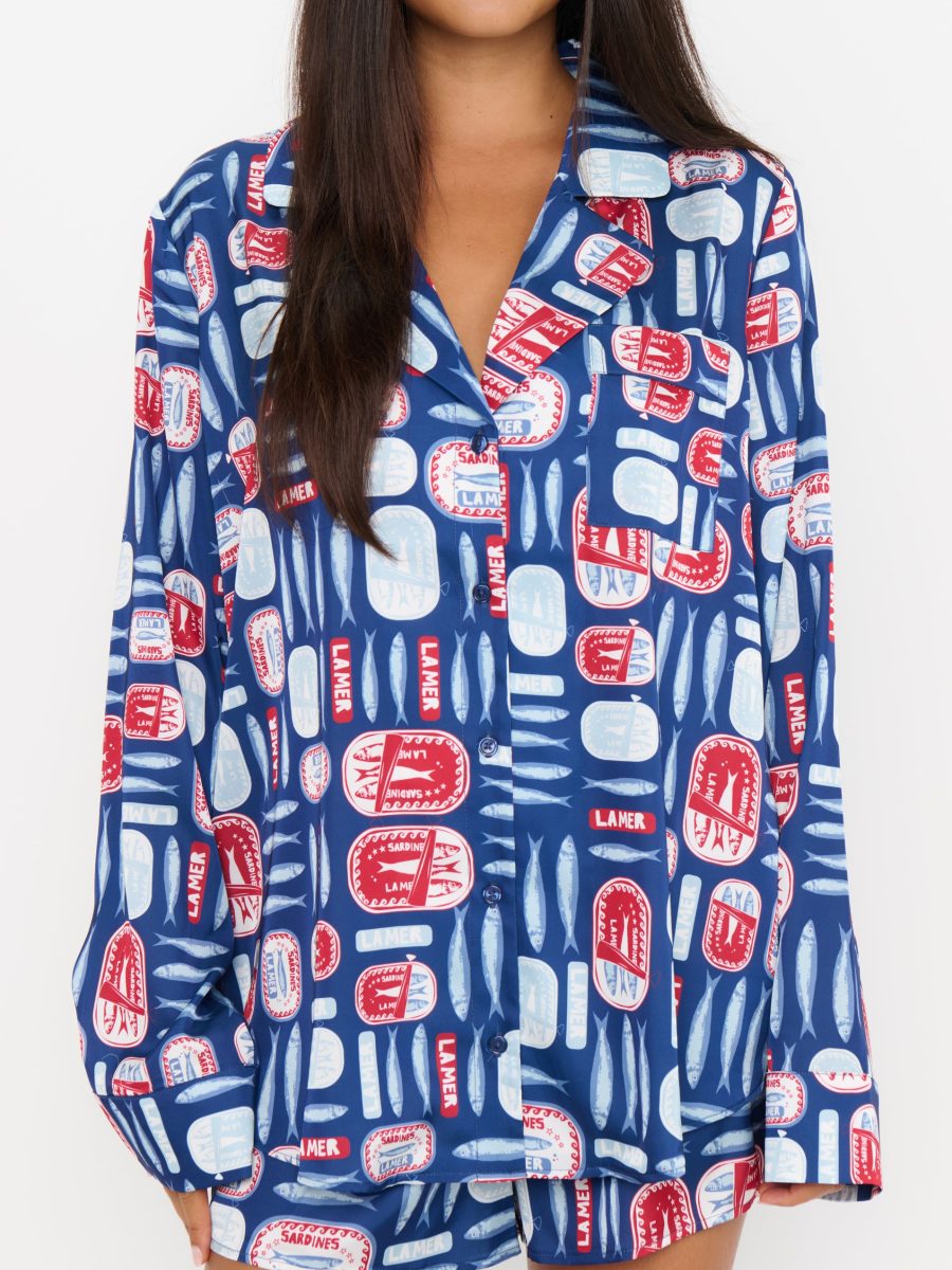 Beauty Sleep PJ Set ~ Navy Salty Sardines Silky