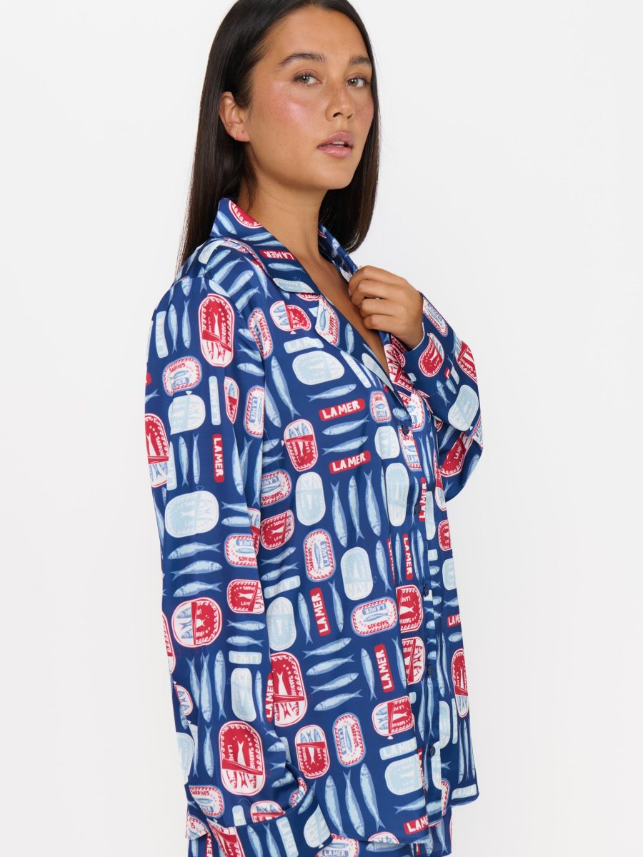 Beauty Sleep PJ Set ~ Navy Salty Sardines Silky