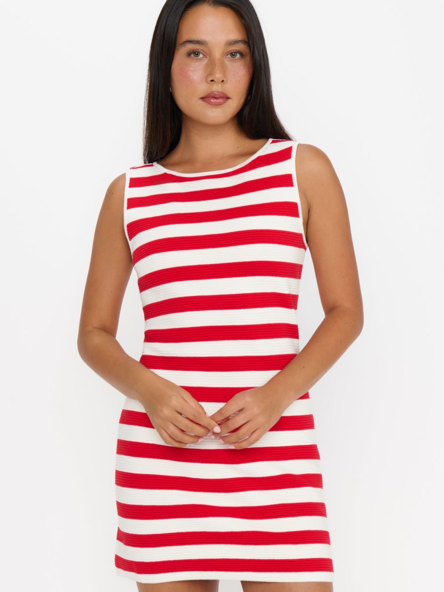 Cameron Mini Dress ~ Red Stripe Delight Knit