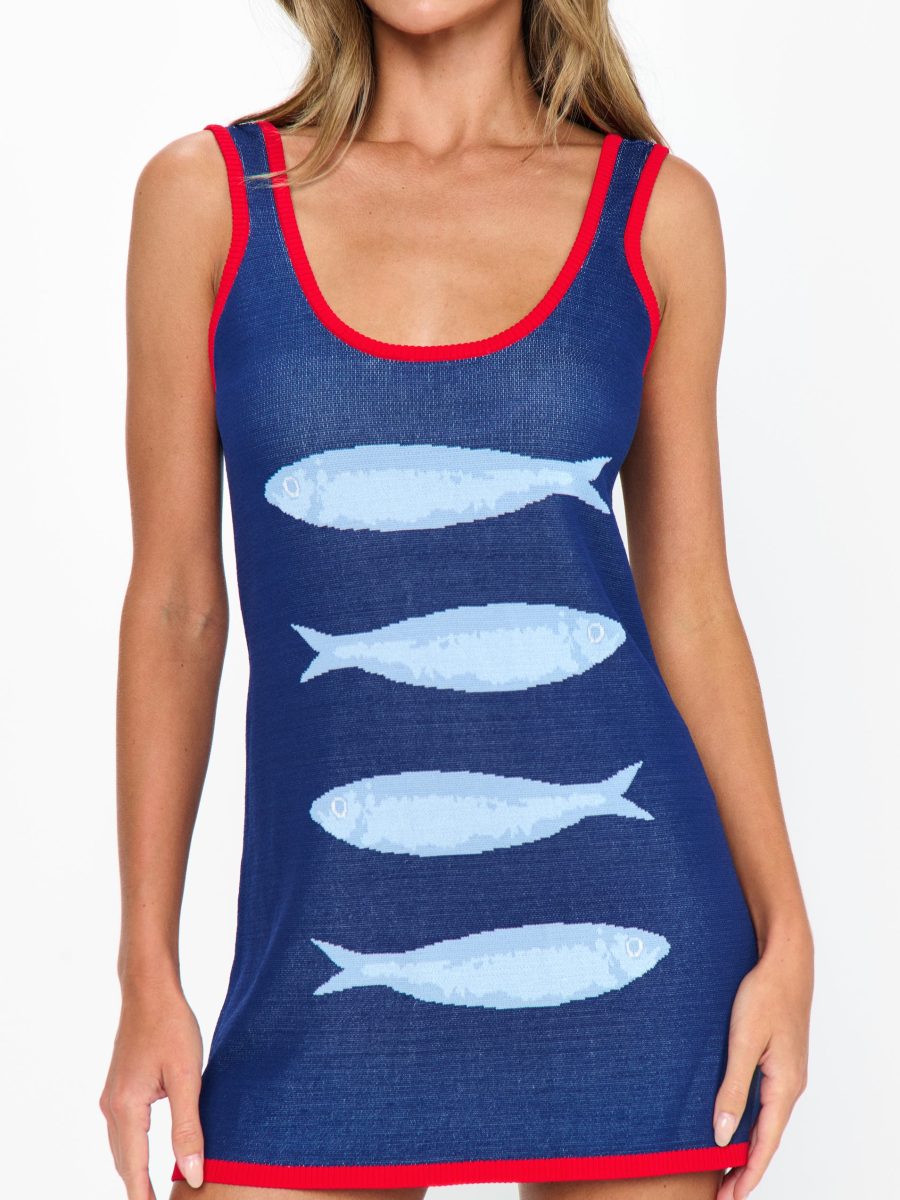 Next Stop Mini Dress ~ Sardines Graphic Knit