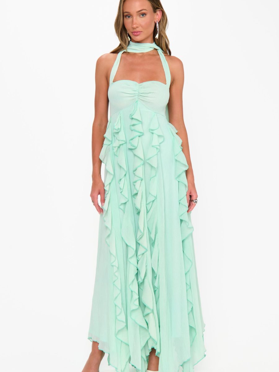 Gemma Ruffle Maxi Dress ~ Jelly Mint