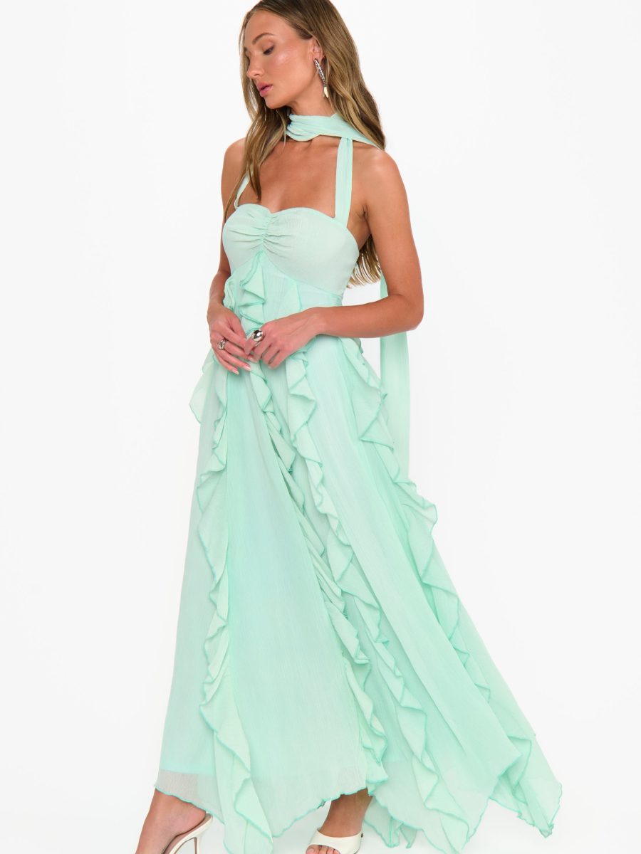 Gemma Ruffle Maxi Dress ~ Jelly Mint