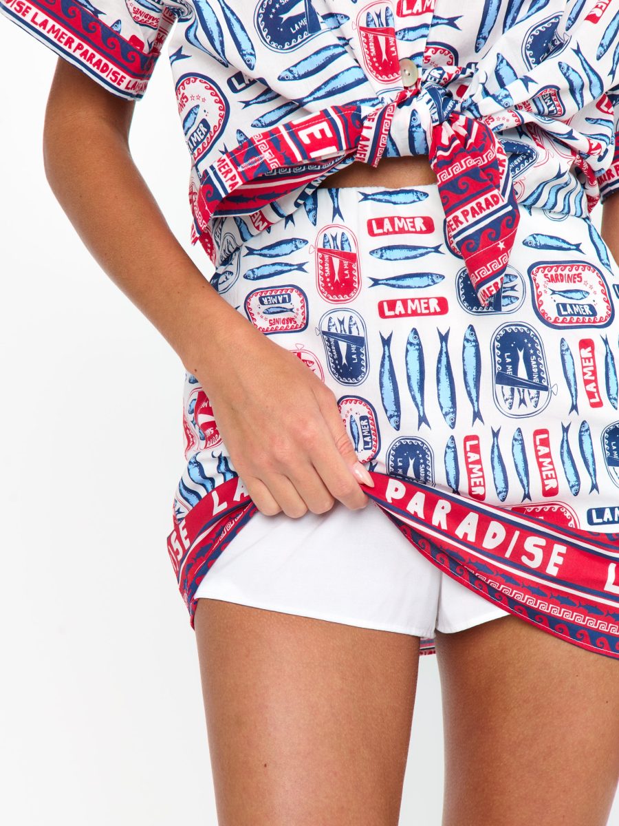All Night Skort ~ Sardine Border