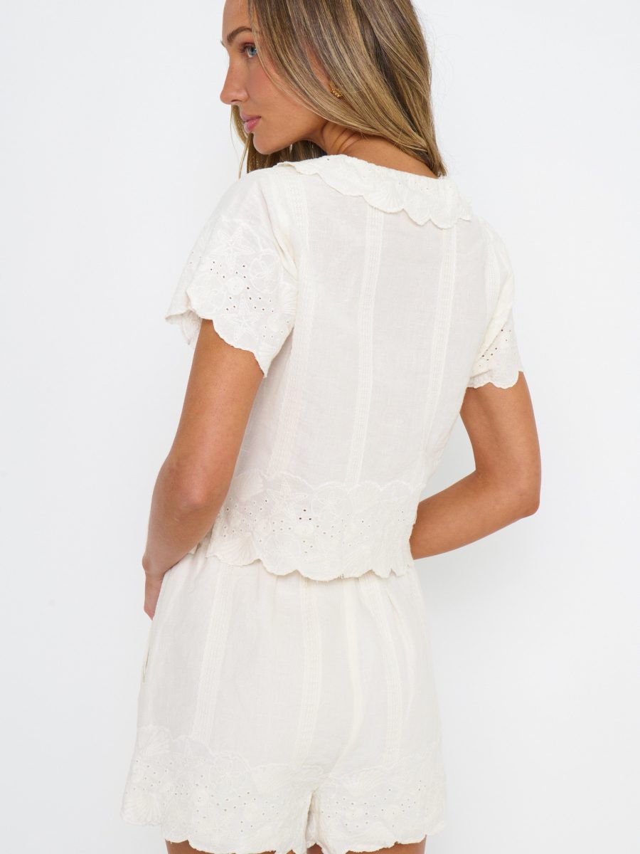 Lyla Top ~ White Eyelet Embroidery