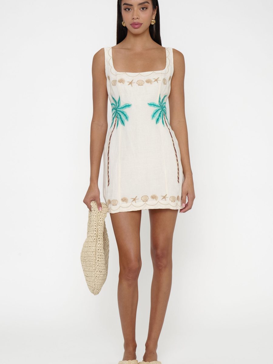 Steph Mini Dress ~ Beachfront Embroidery