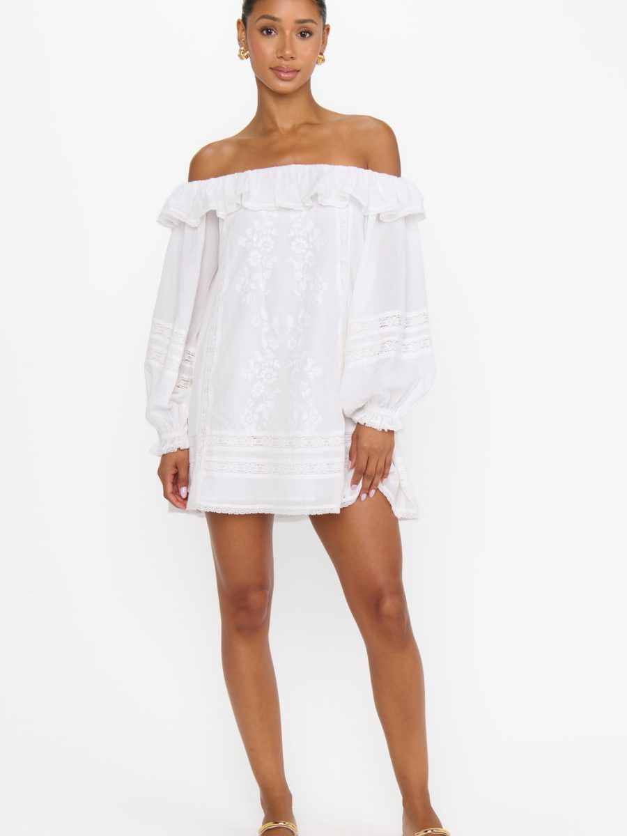 Meadow Mini Dress ~ Cream Voile Trim