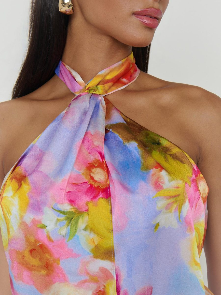 Twist Mini Dress ~ Brushed Blooms