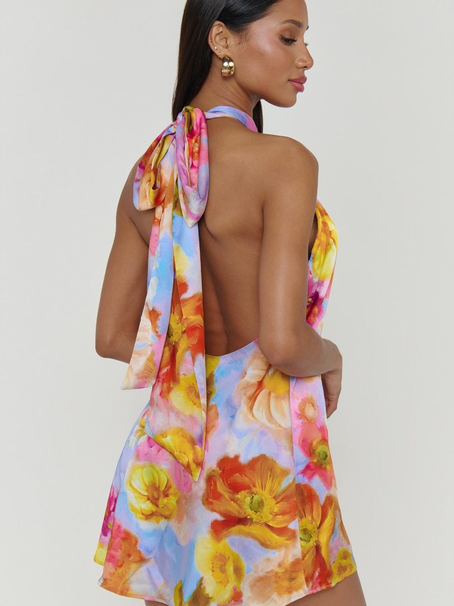 Twist Mini Dress ~ Brushed Blooms