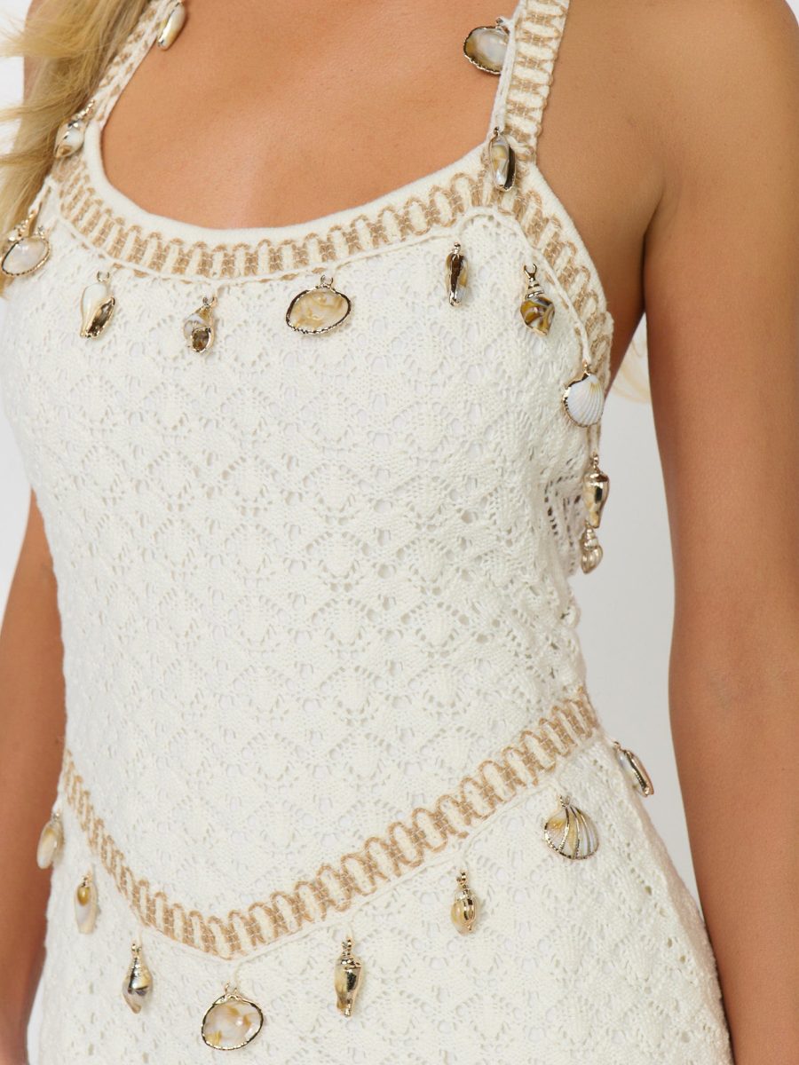 Beachside Mini Dress ~ White Shell Crochet