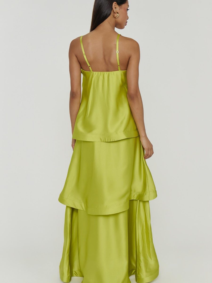 Ella Maxi Dress ~ Chartreuse Luxe Satin