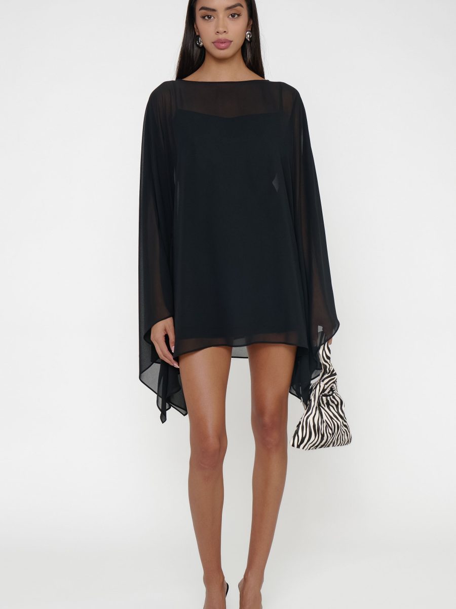 Olsen Mini Dress ~ Black Chiffon