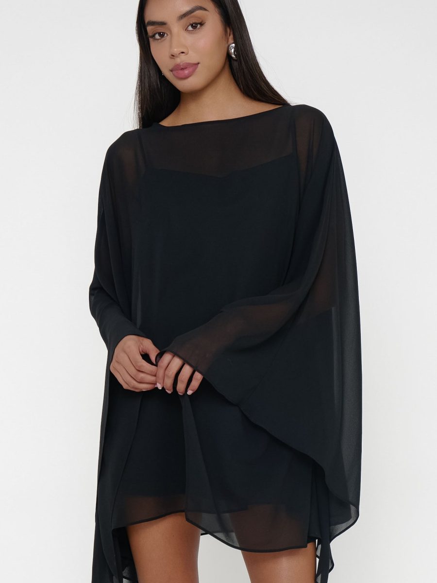 Olsen Mini Dress ~ Black Chiffon