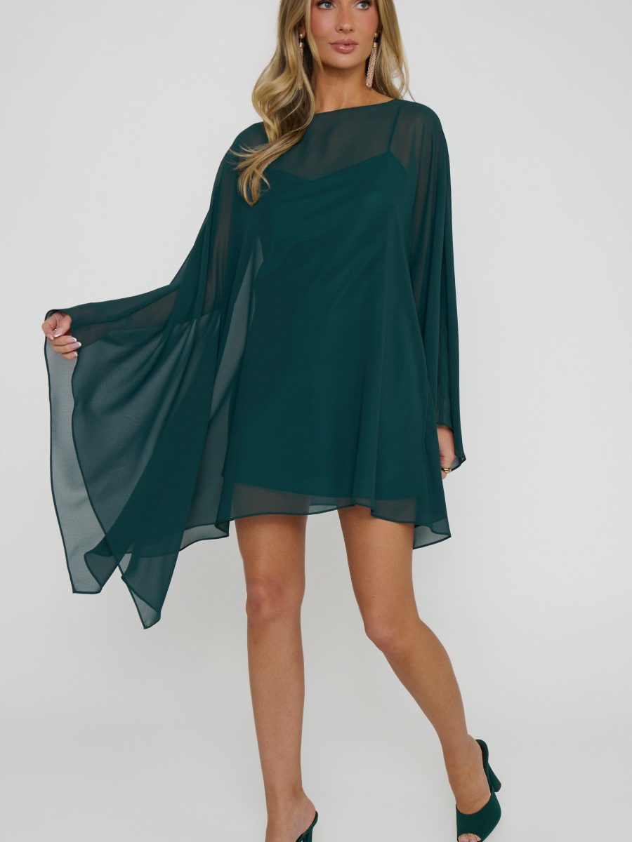 Olsen Mini Dress ~ Emerald Chiffon