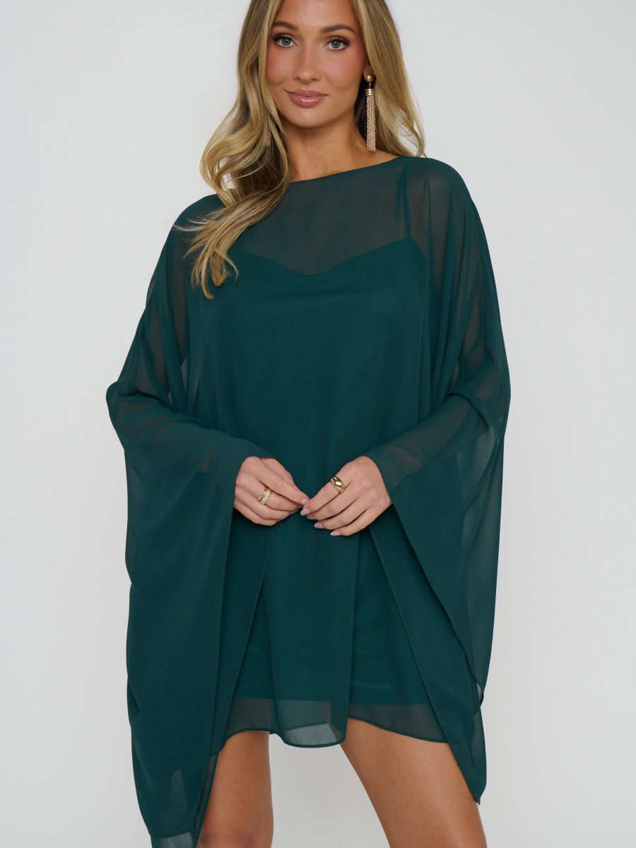 Olsen Mini Dress ~ Emerald Chiffon
