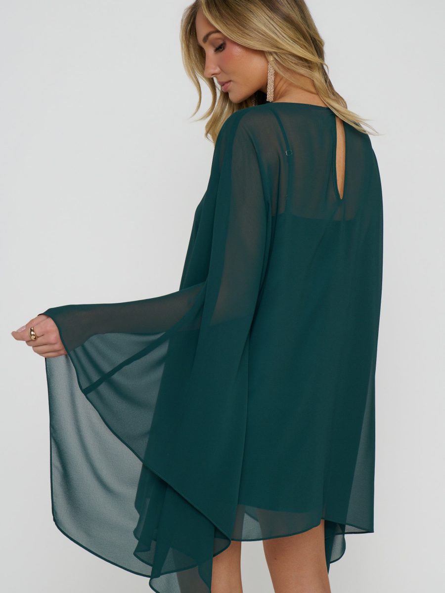 Olsen Mini Dress ~ Emerald Chiffon
