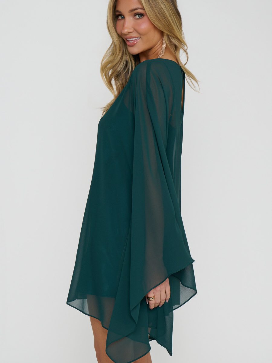 Olsen Mini Dress ~ Emerald Chiffon