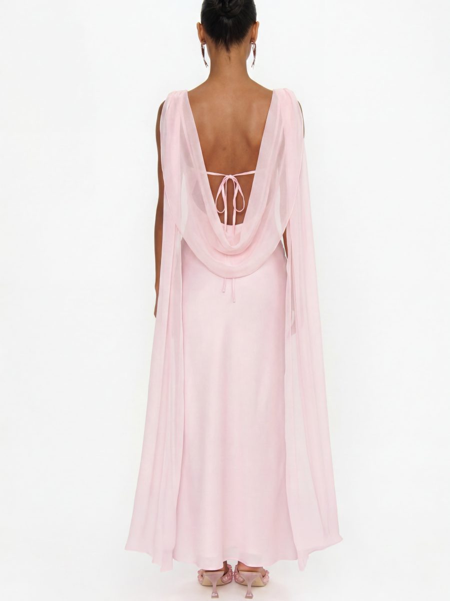 Maya Midi Dress ~ Powder Pink Luxe Satin