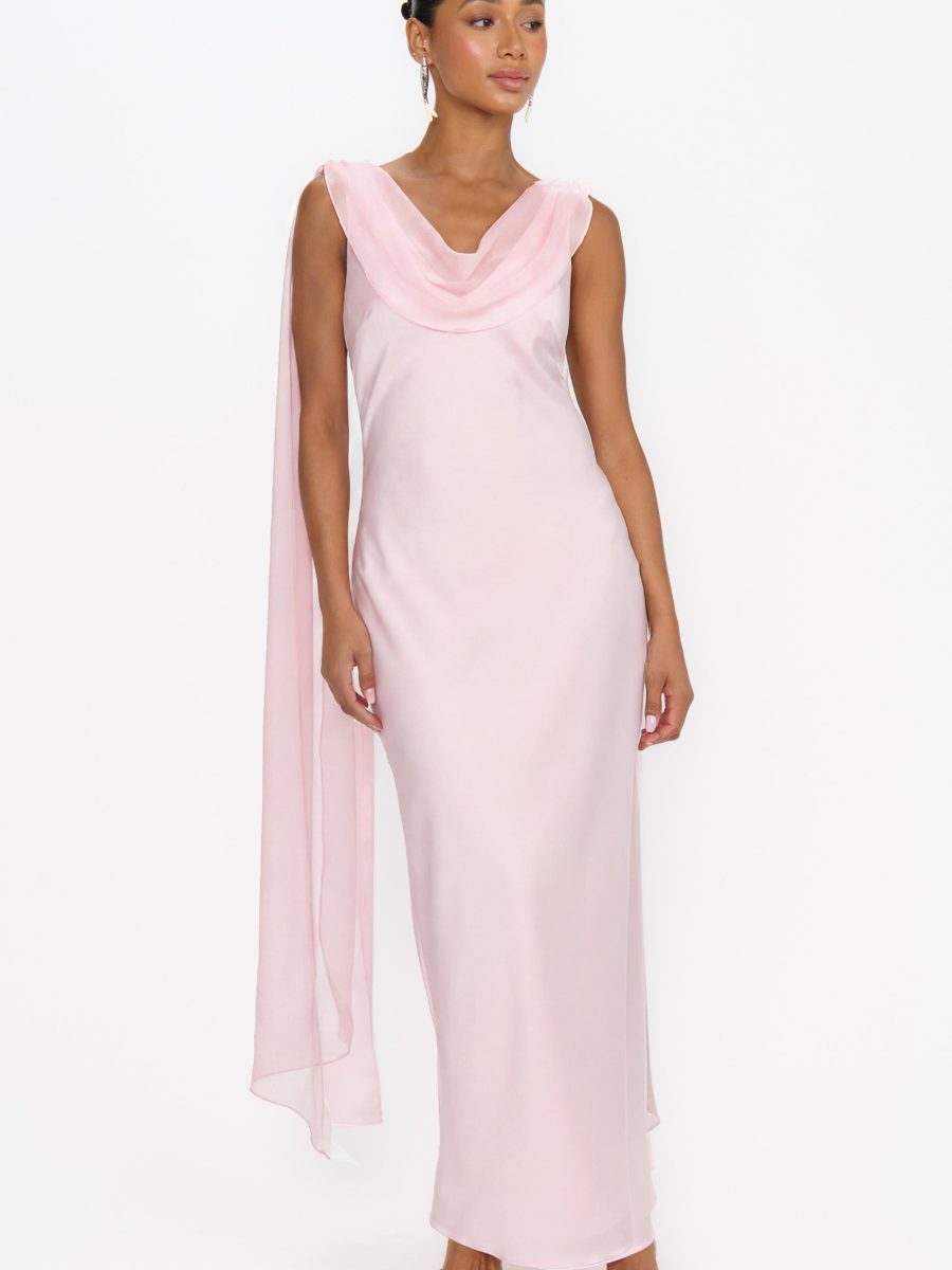 Maya Midi Dress ~ Powder Pink Luxe Satin