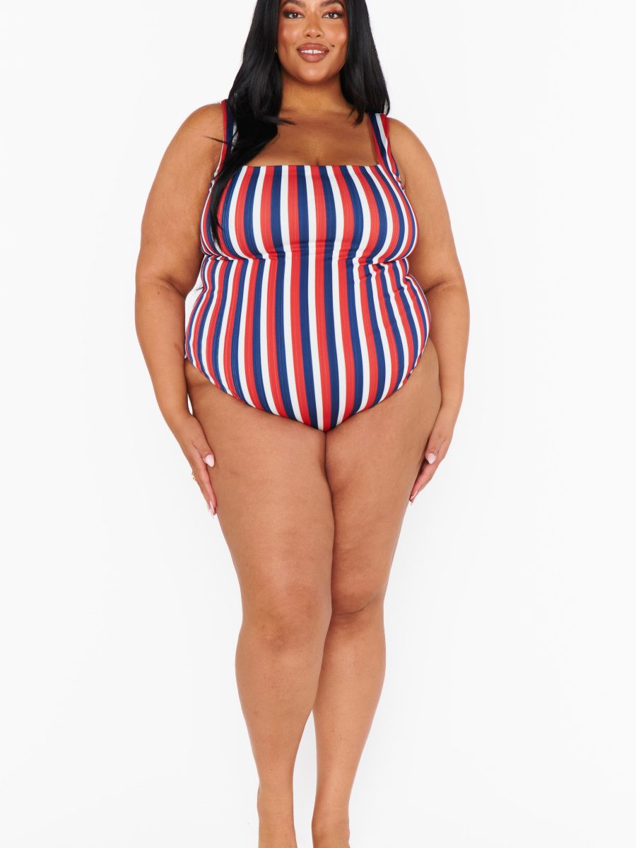 The Ribbed One Piece ~ Americana Stripe Micro Rib