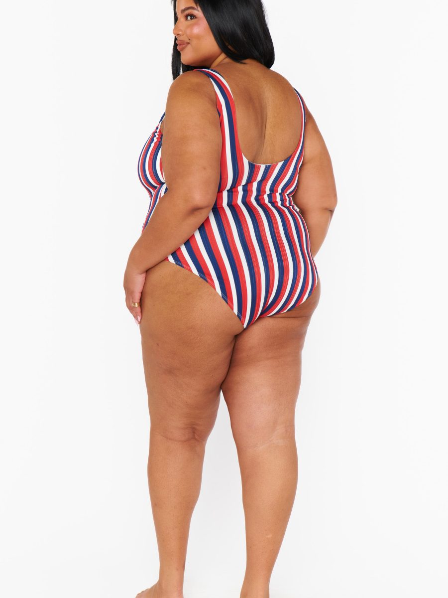 The Ribbed One Piece ~ Americana Stripe Micro Rib