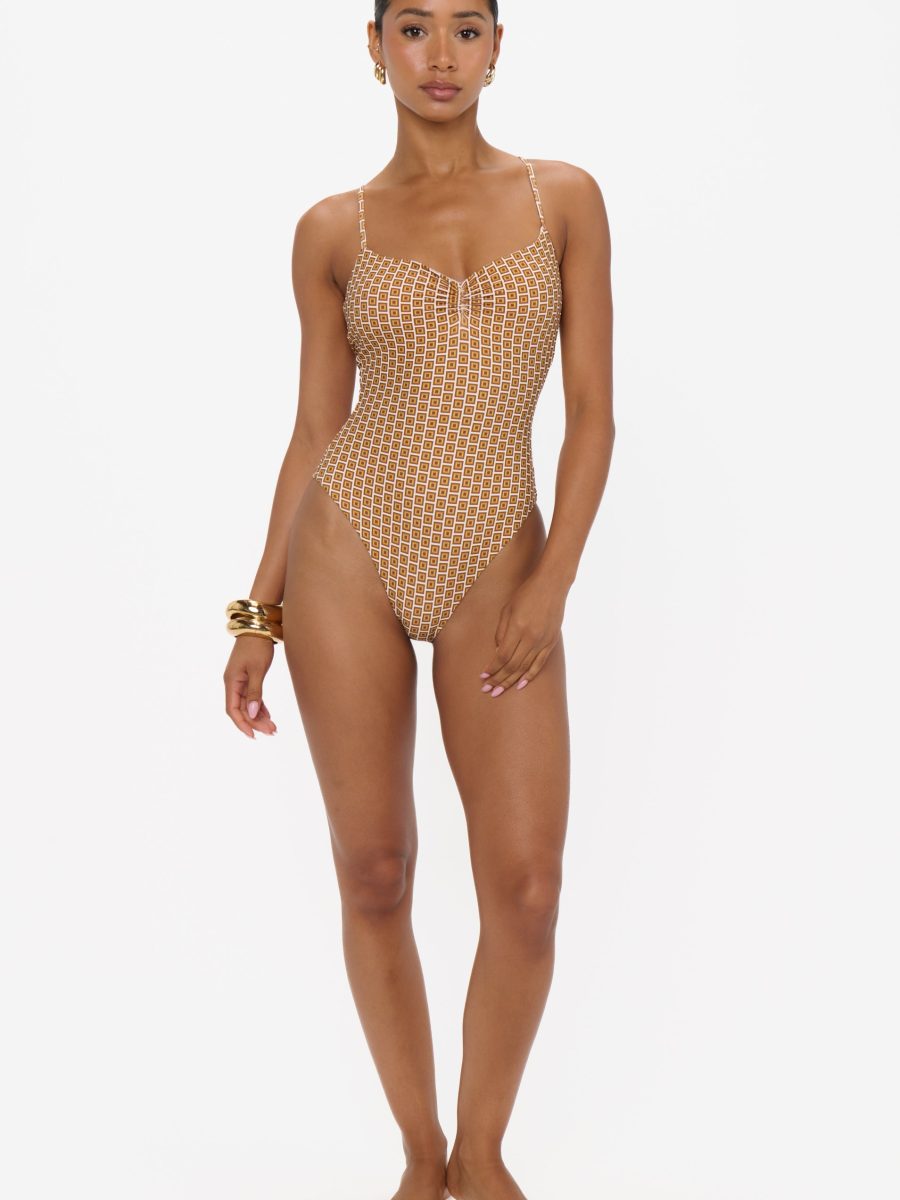 Bells Beach One Piece ~ Beachy Bronze Geo