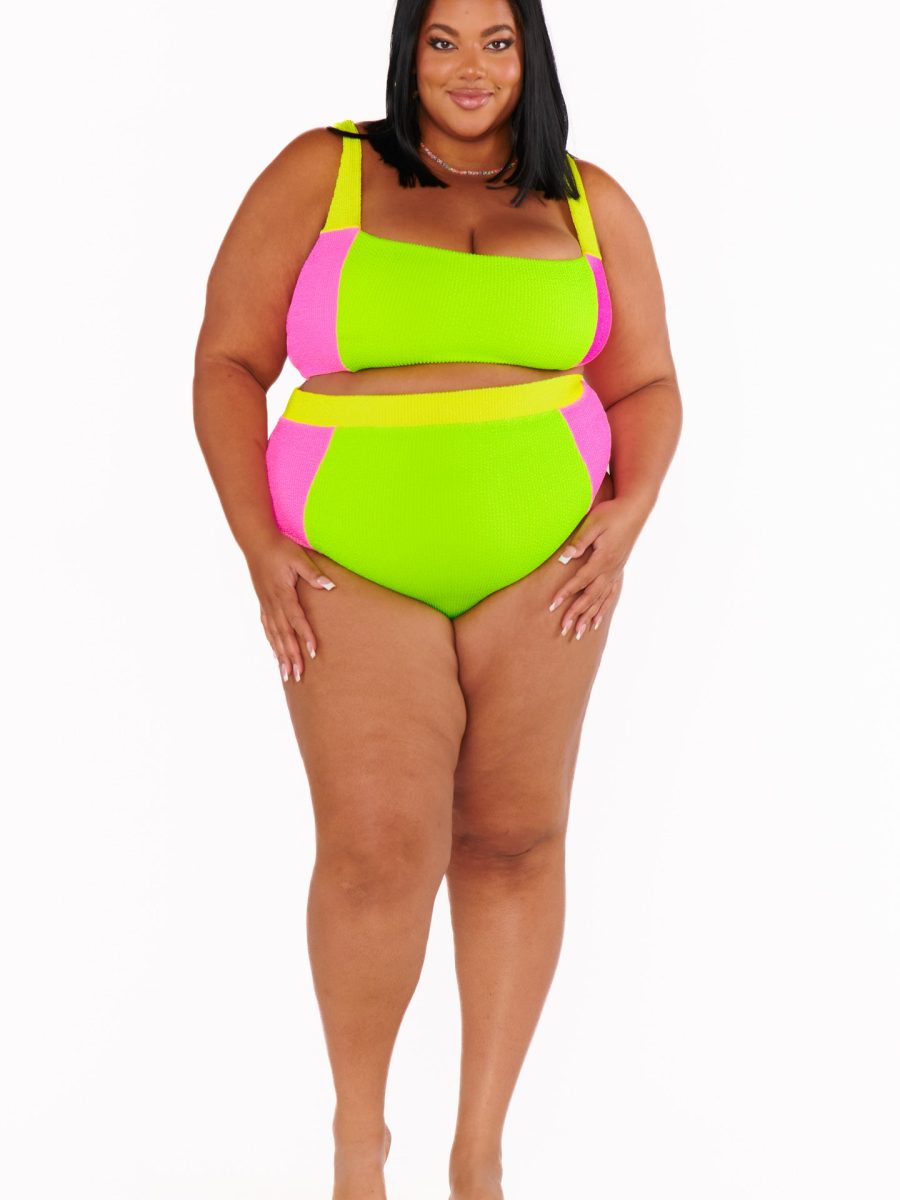 Hot Tub Top ~ 80s Party Colorblock Scrunch