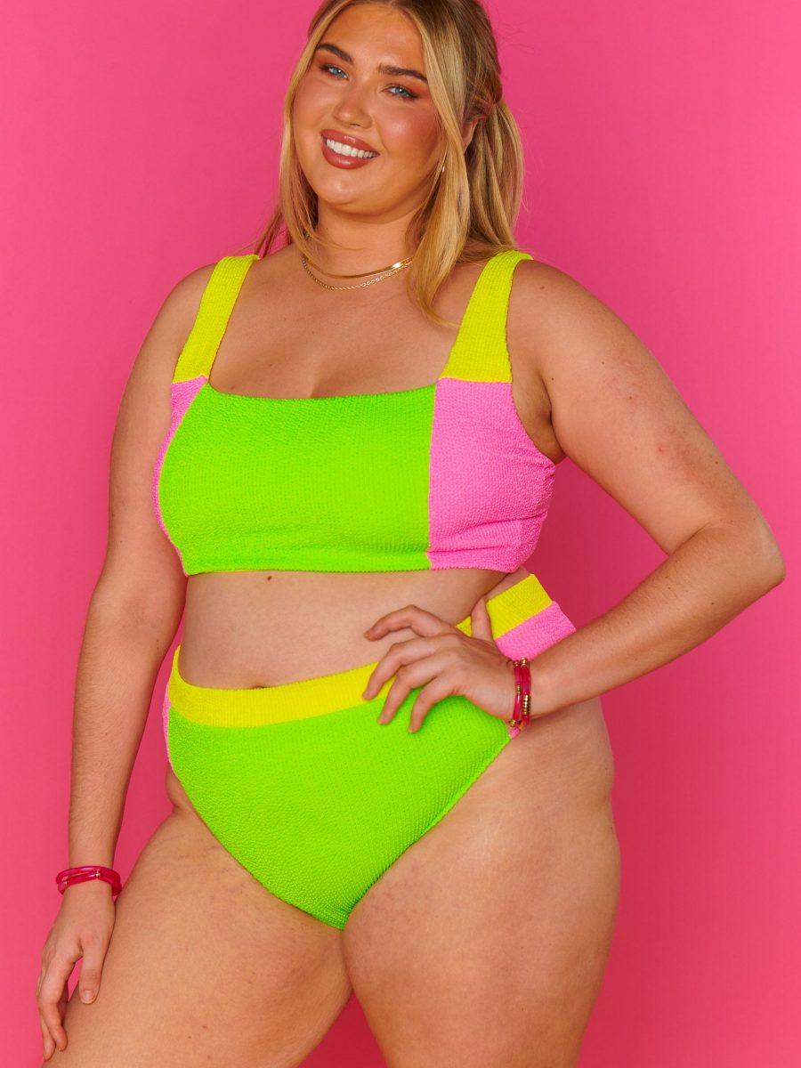 Hot Tub Top ~ 80s Party Colorblock Scrunch
