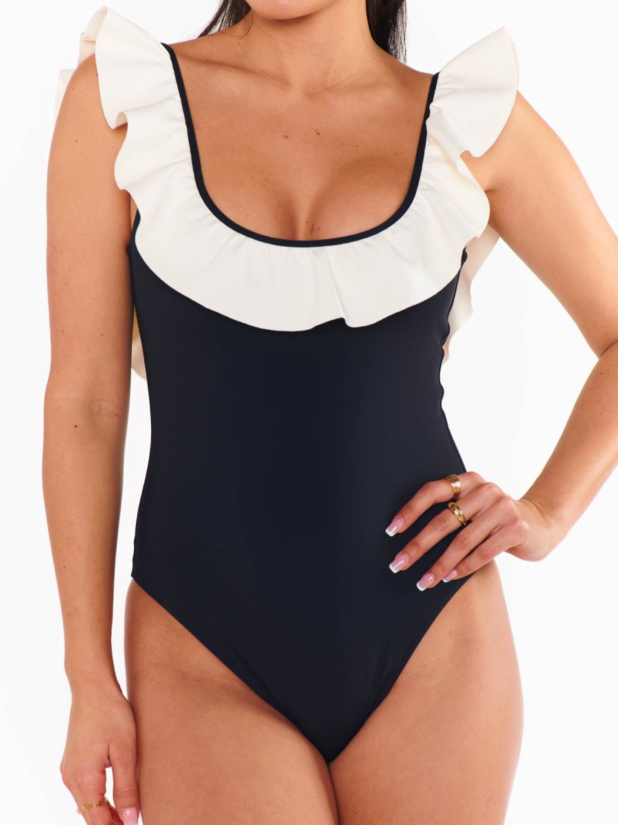 Ritz One Piece ~ White Black Colorblock