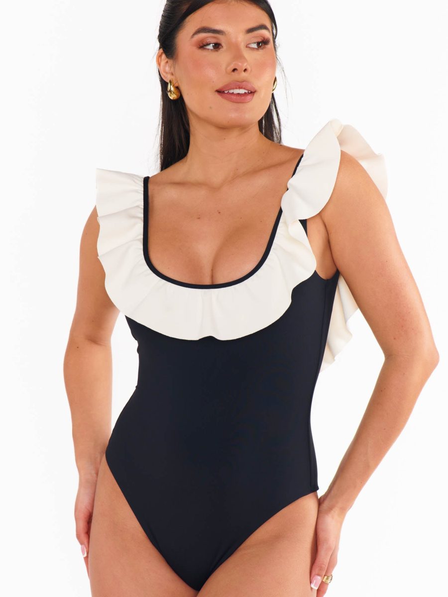 Ritz One Piece ~ White Black Colorblock