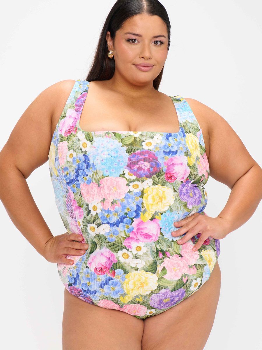 Miramar Beach One Piece ~ Flower Shop Rib Scrunch