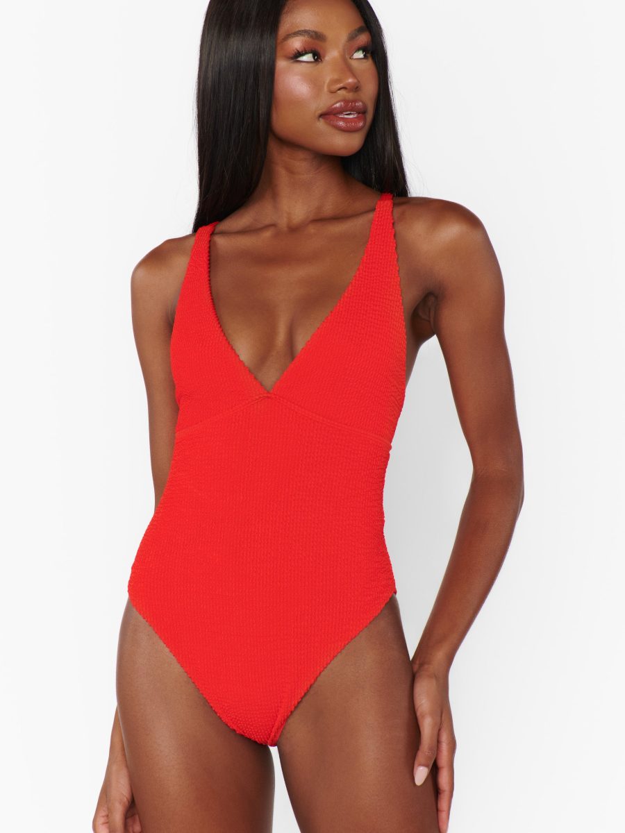 Cape May One Piece ~ Hot Tamale Red Scrunch