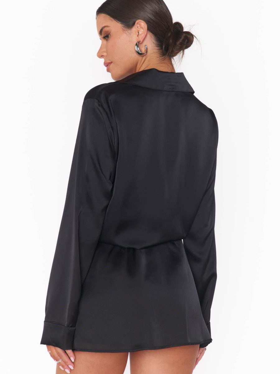 All Night Skort ~ Black Luxe Satin
