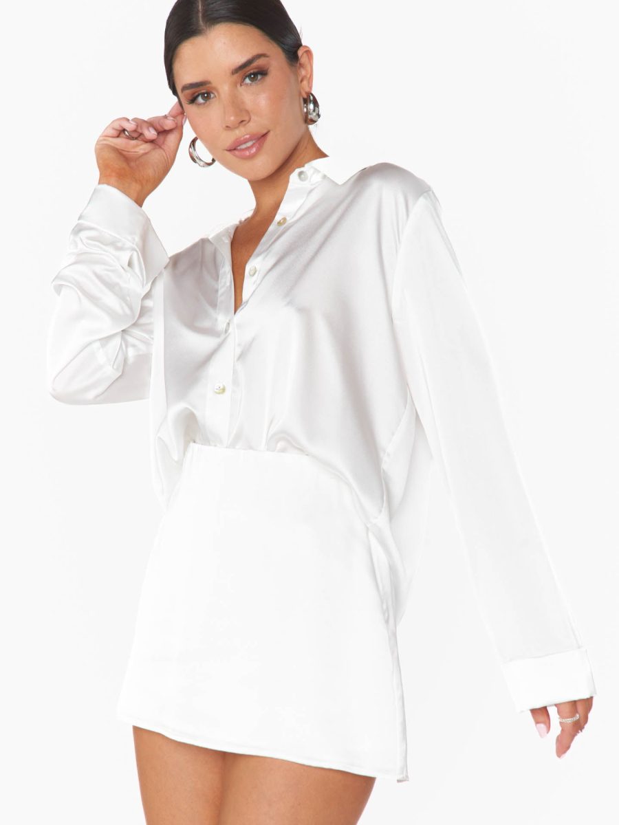 All Night Skort ~ Ivory Luxe Satin
