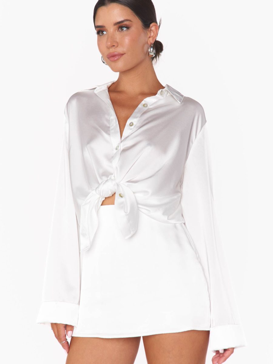 All Night Skort ~ Ivory Luxe Satin