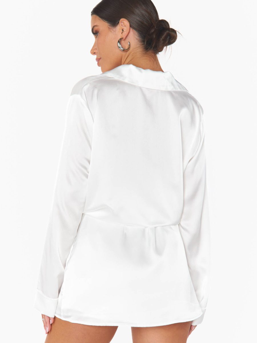 All Night Skort ~ Ivory Luxe Satin
