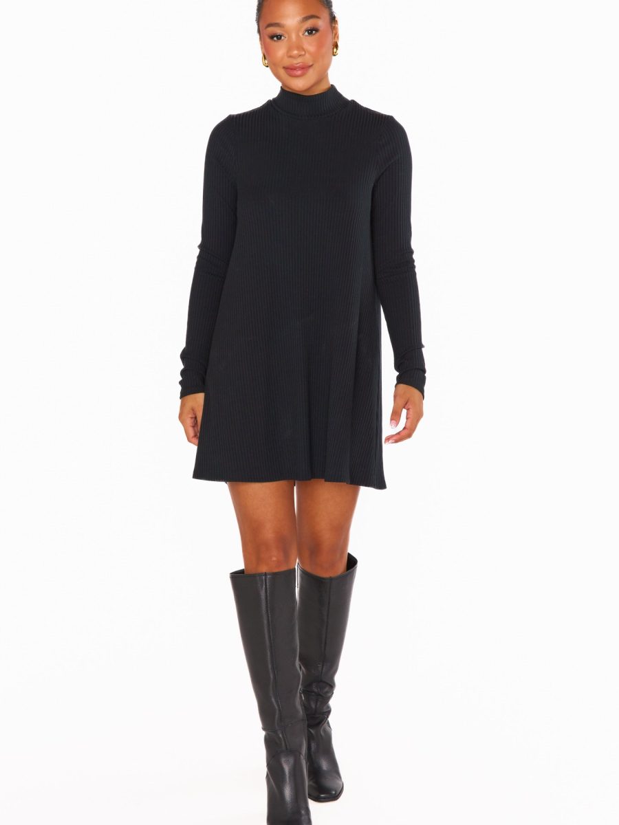 Tammy Turtleneck Dress ~ Winter Rib Black