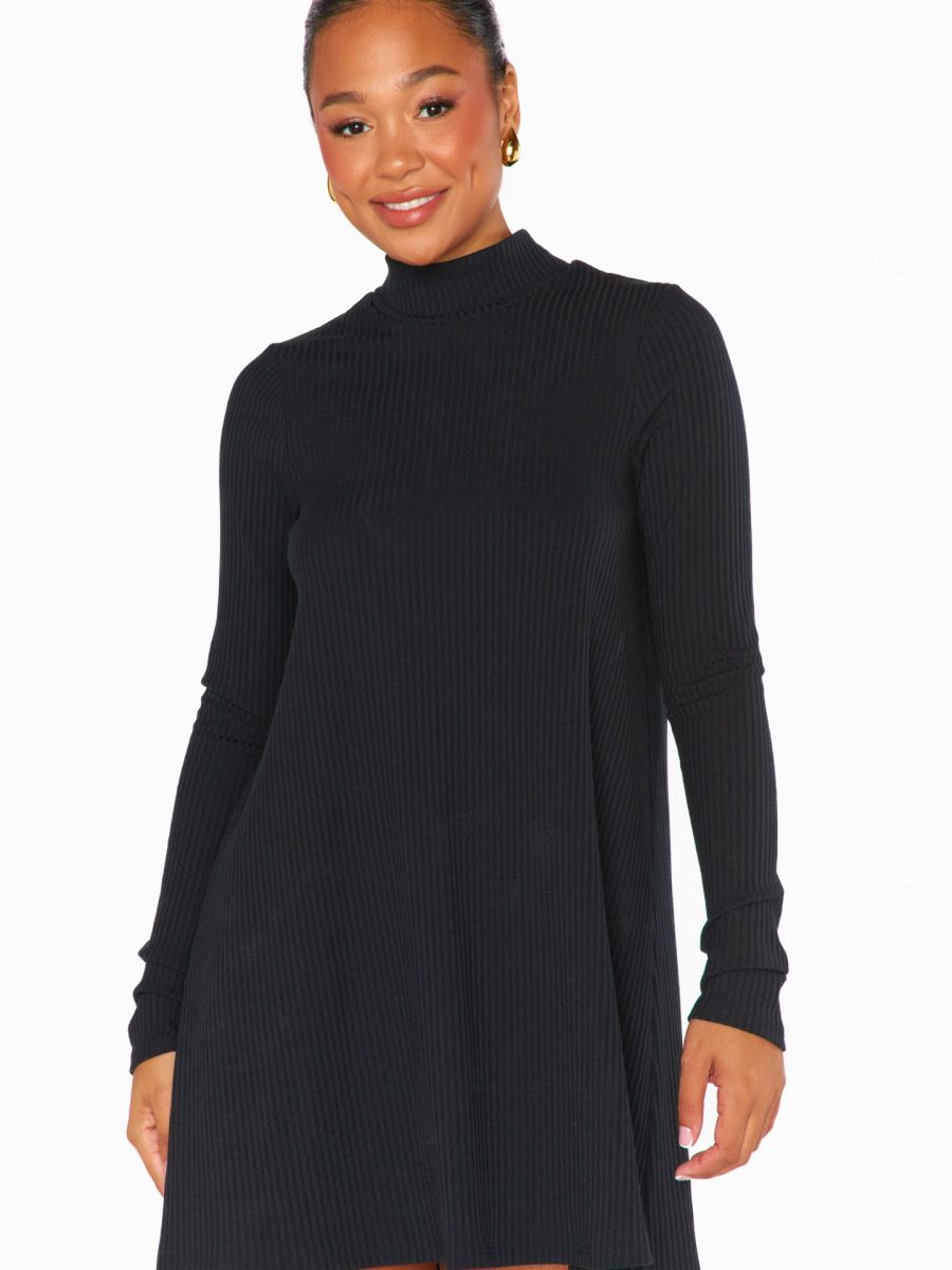 Tammy Turtleneck Dress ~ Winter Rib Black