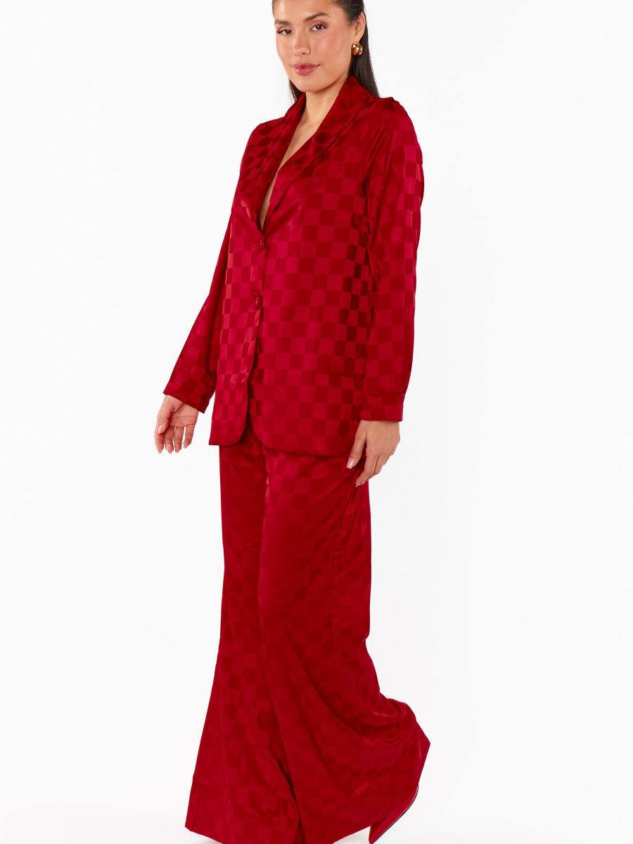Felix Blazer ~ Red Checkerboard Satin