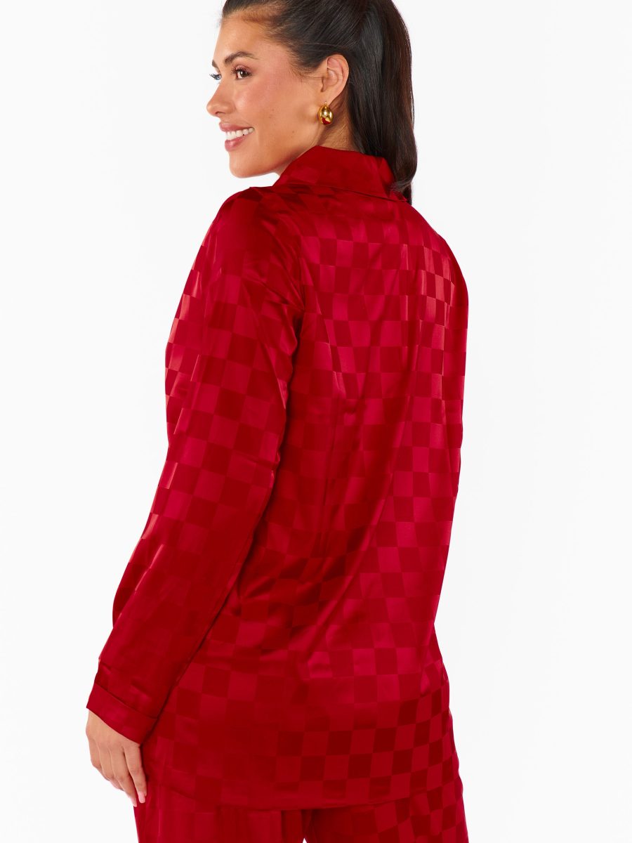 Felix Blazer ~ Red Checkerboard Satin