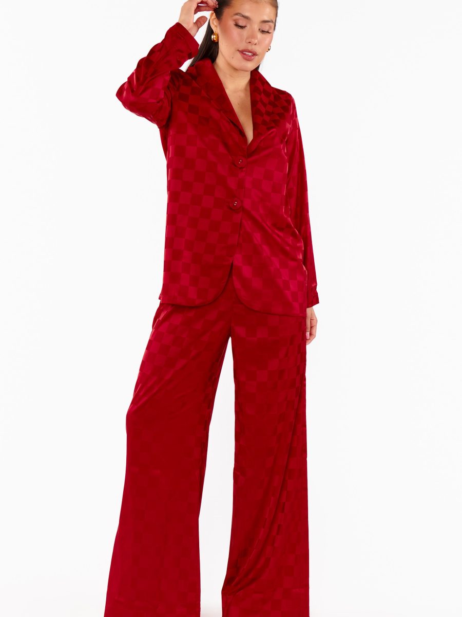 Felix Blazer ~ Red Checkerboard Satin