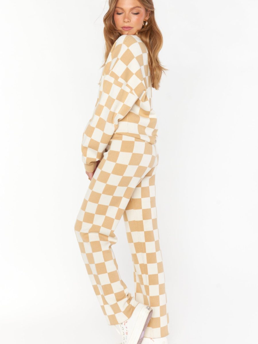 Zermatt Sweater Pant ~ Tan Checker Knit